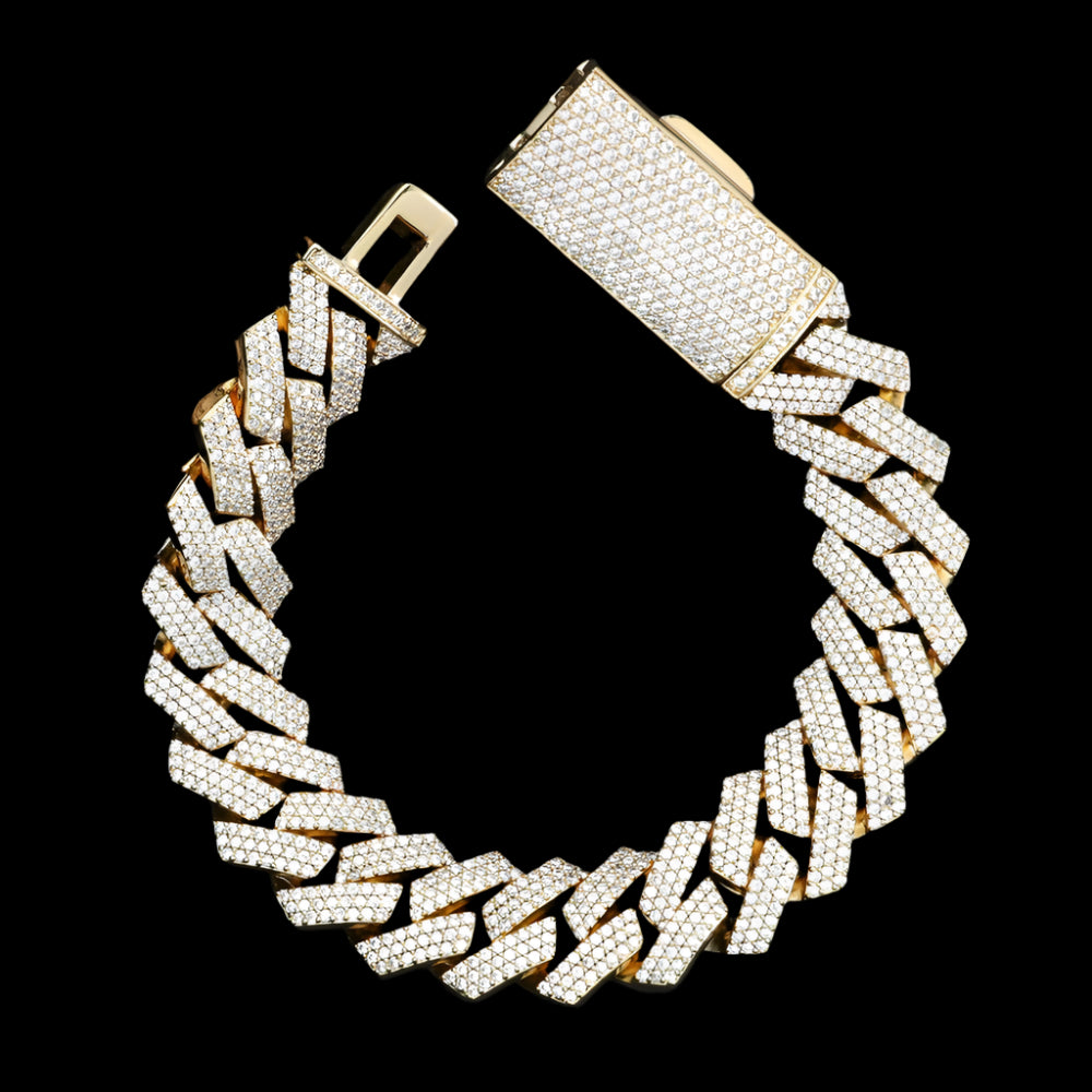 16mm Cuban Link Chain, 18k Gold Plated Diamond chain