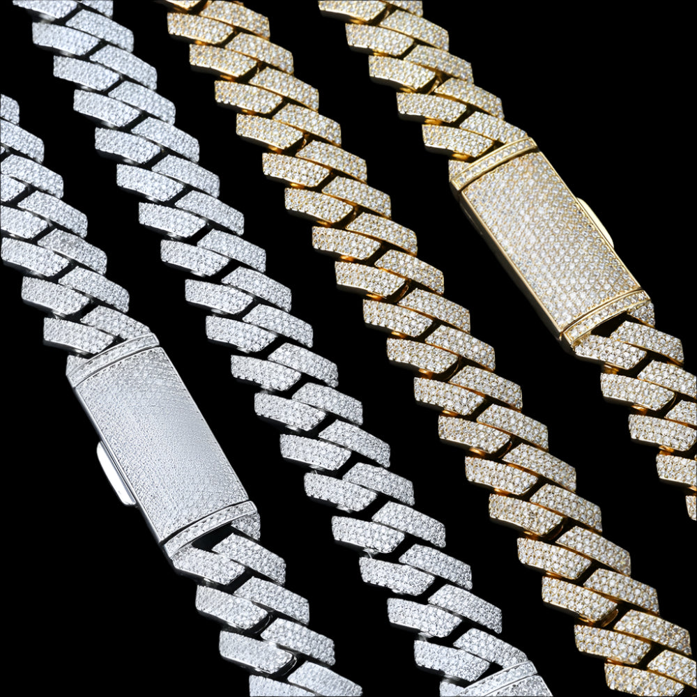 16mm Cuban Link Chain, 18k Gold Plated Diamond chain