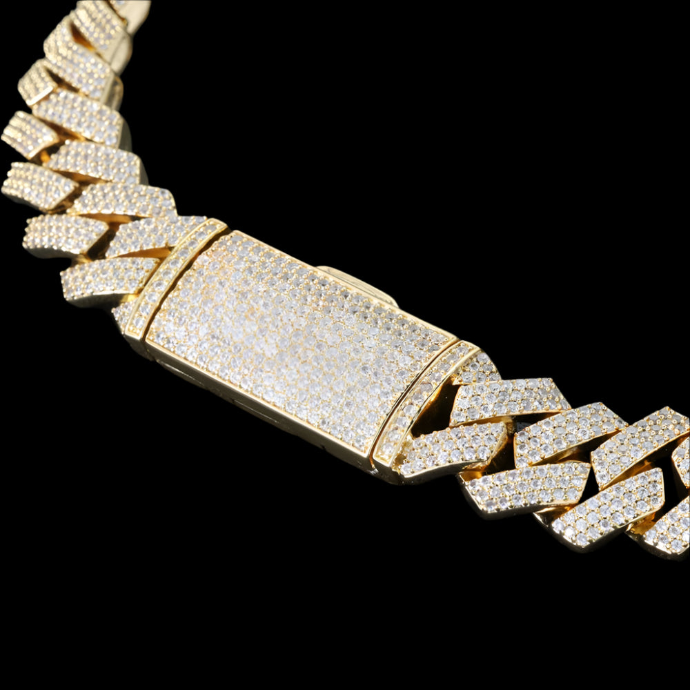 16mm Cuban Link Chain, 18k Gold Plated Diamond chain
