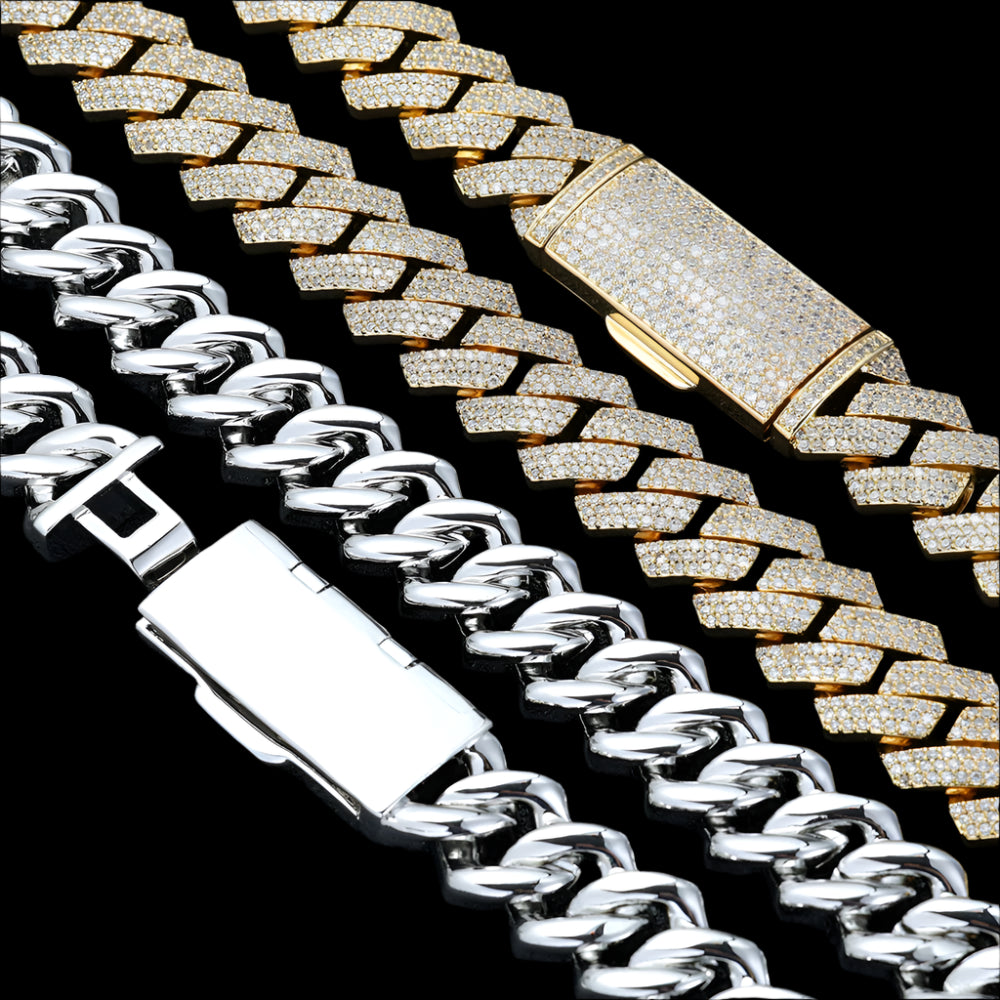 16mm Cuban Link Chain, 18k Gold Plated Diamond chain