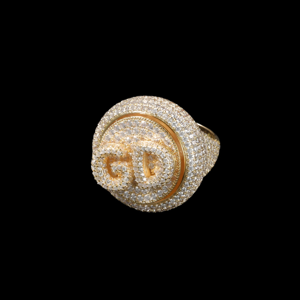 Custom Initial Bubble Letter Spinning Ring Personalized & Rotatable