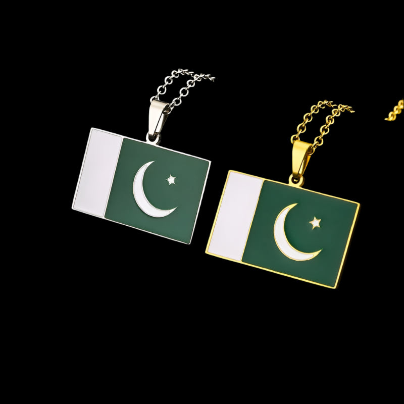 Pakistan National Flag Pendant Necklace Stainless Steel