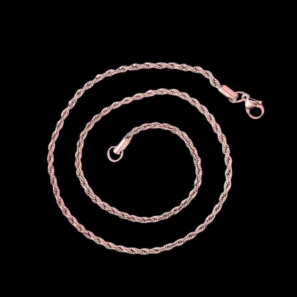 3mm Stainless Steel Rope Chain  16"18" 20" 24" 30" Gold Silver Color Necklace