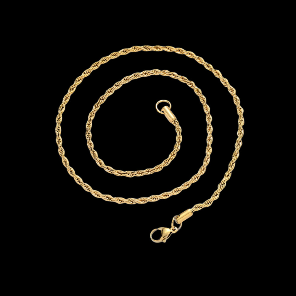 3mm Stainless Steel Rope Chain  16"18" 20" 24" 30" Gold Silver Color Necklace