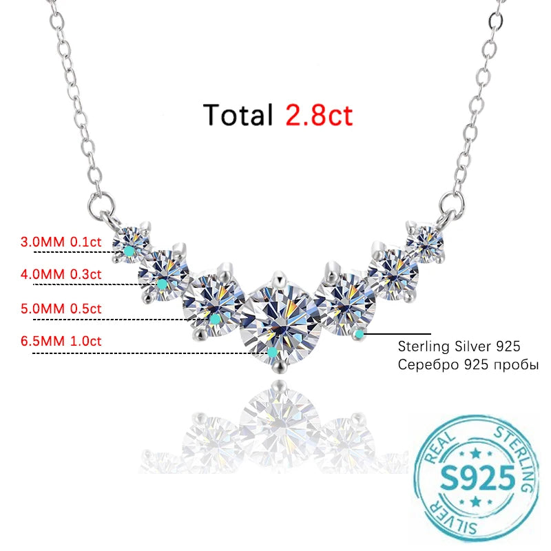 Moissanite Necklace for Woman with Certificates 925 Sterling Sliver Plated 18k White Gold