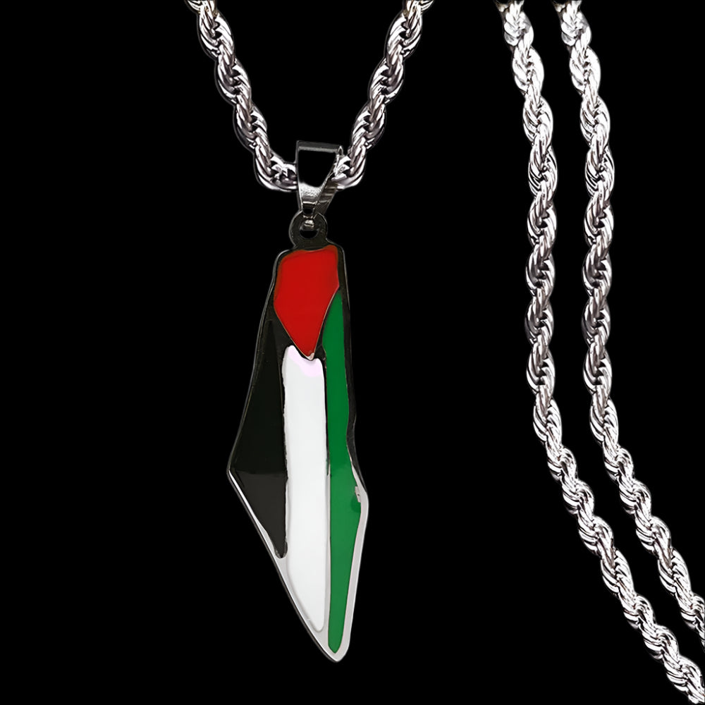Palestine Map Flag Necklaces  Stainless Steel Gold / silver / round