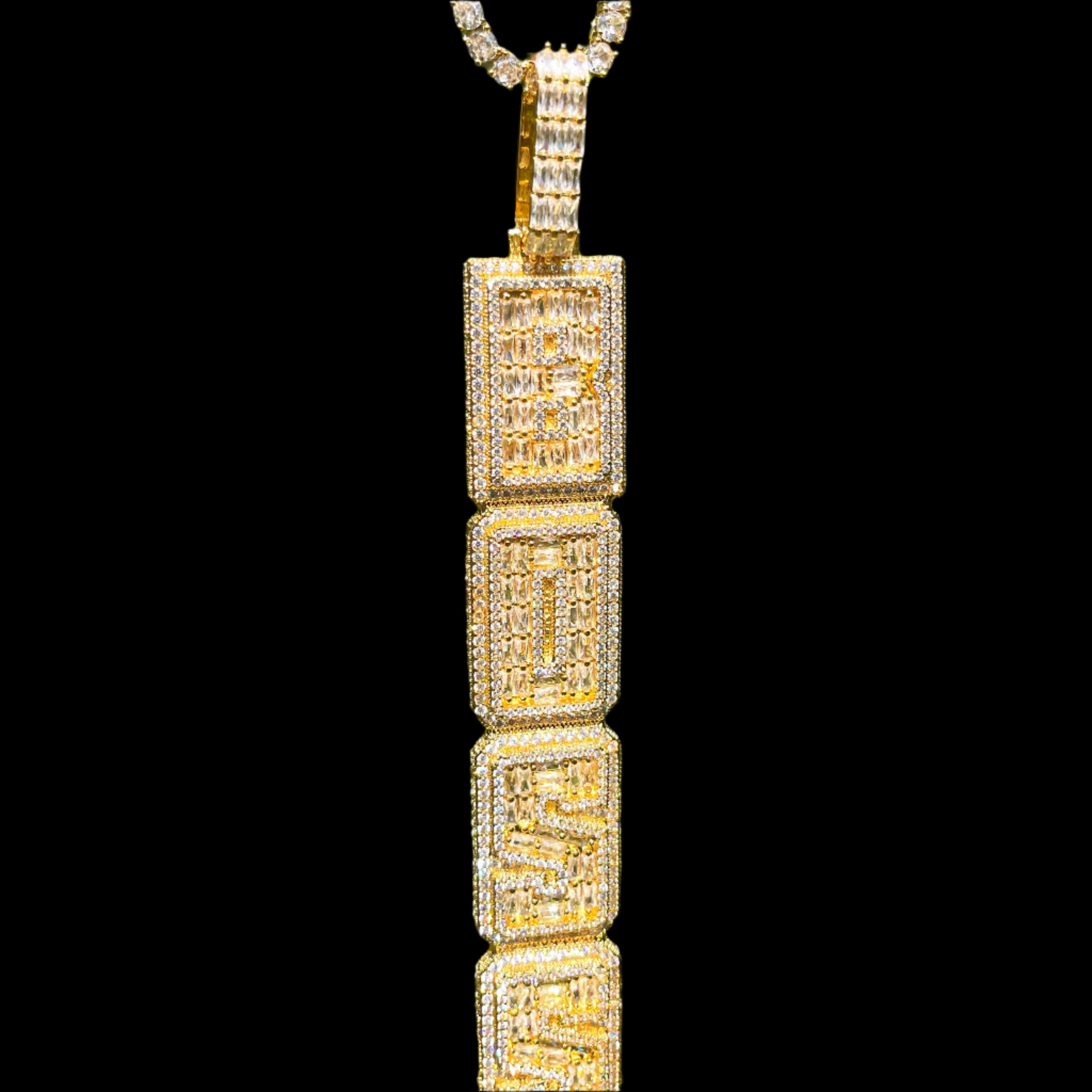 Bubble Letter Iced Out Custom Name Pendant + Free rope chain