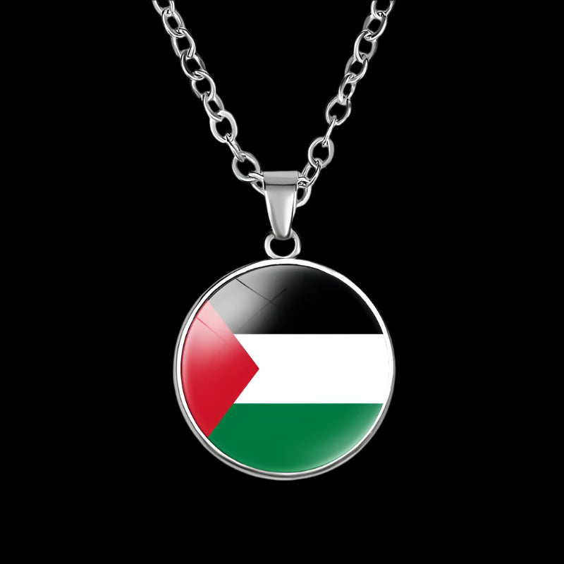 Palestine Map Flag Necklaces  Stainless Steel Gold / silver / round