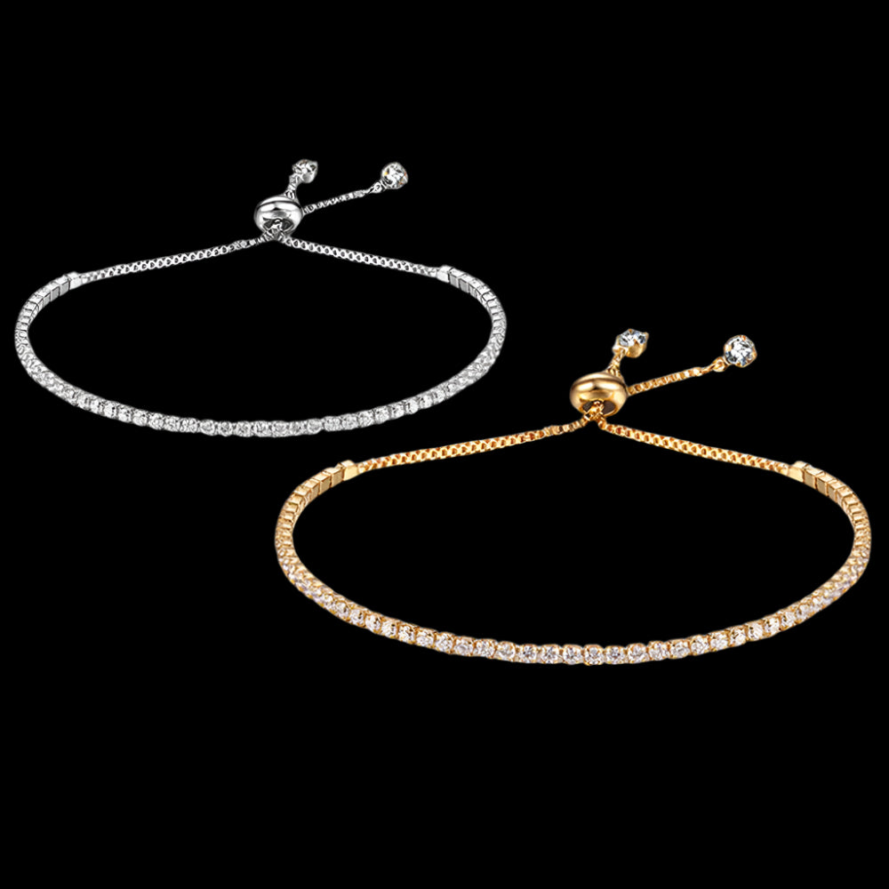 Adjustable Tennis Bracelet for Women, silver / gold