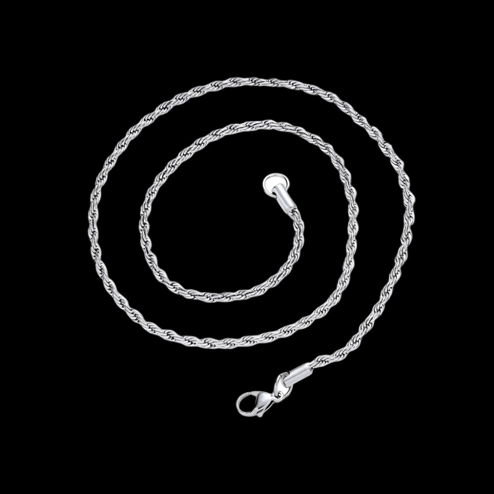 3mm Stainless Steel Rope Chain  16"18" 20" 24" 30" Gold Silver Color Necklace
