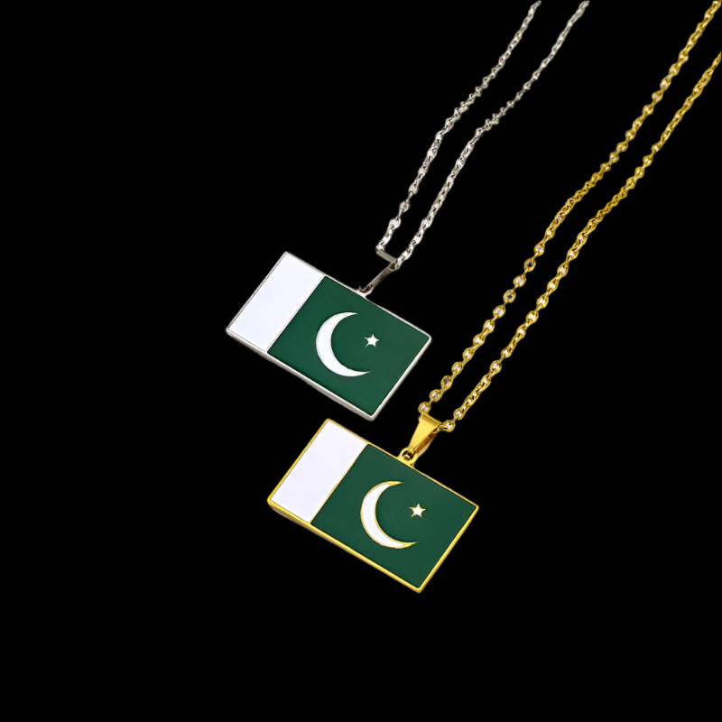Pakistan National Flag Pendant Necklace Stainless Steel