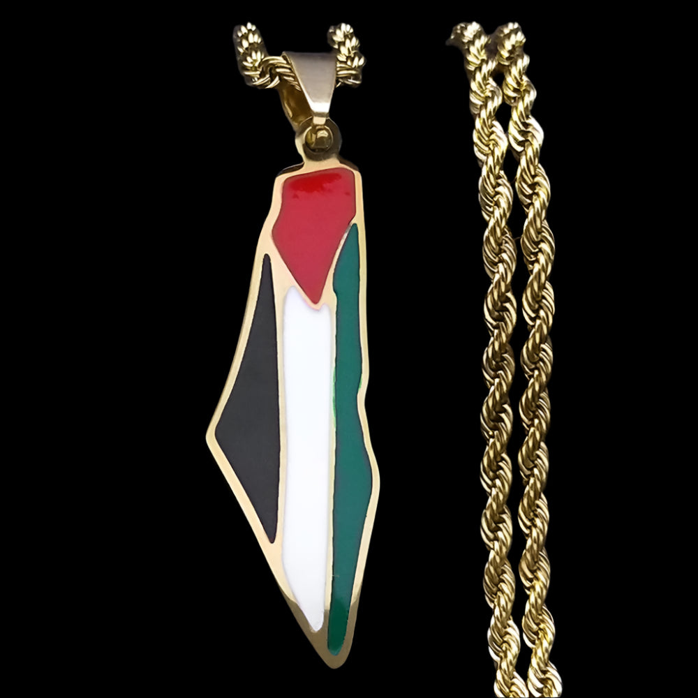 Palestine Map Flag Necklaces  Stainless Steel Gold / silver / round