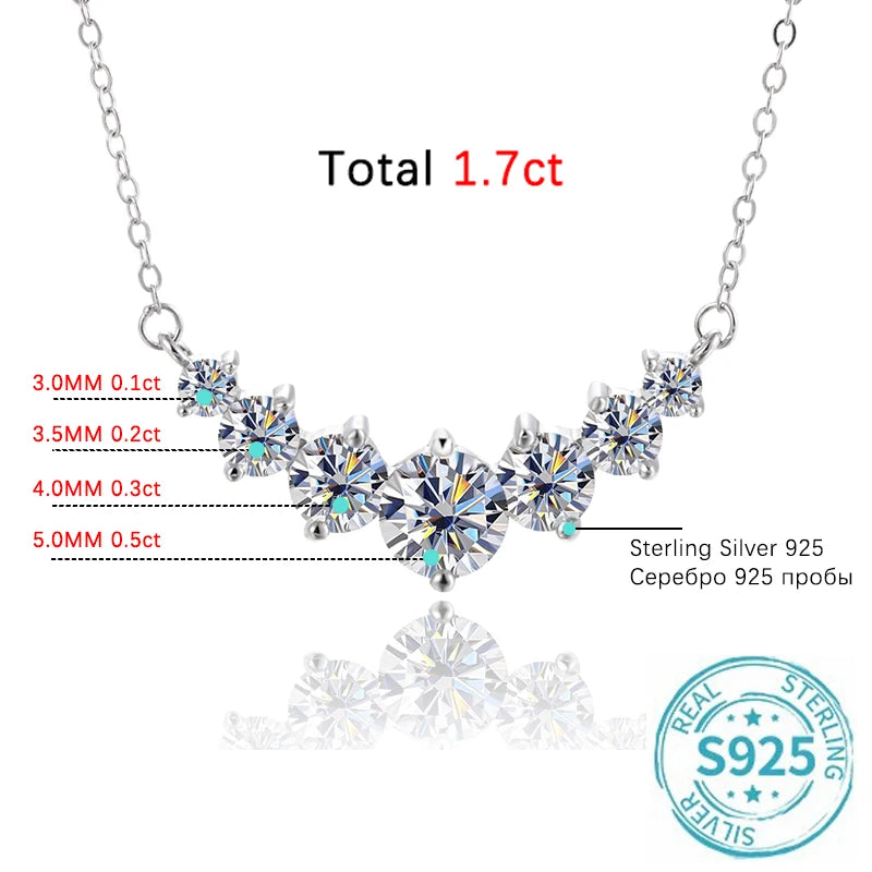 Moissanite Necklace for Woman with Certificates 925 Sterling Sliver Plated 18k White Gold